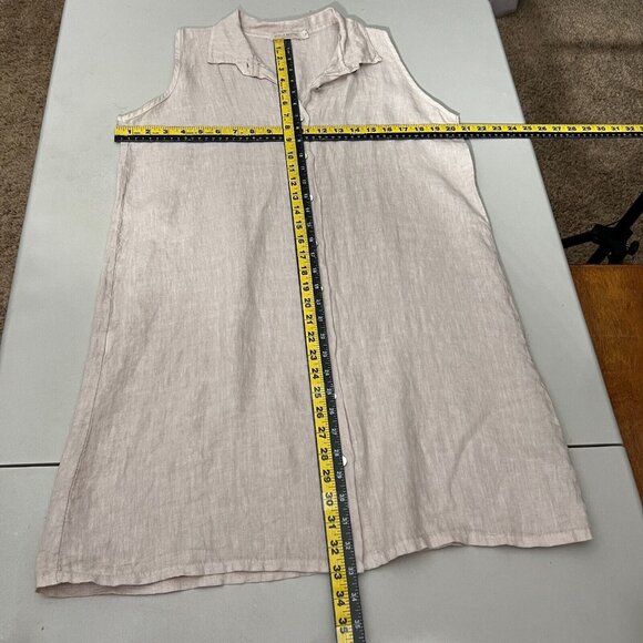 Stella Martini Tunic Top Women Small Beige 100% Linen Button Up Sleeveless Italy - Picture 2 of 12